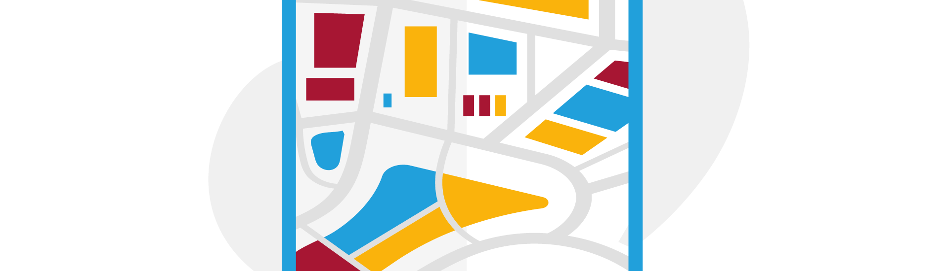 Illustration zum Flächennutzungsplan. Stadtplan mit farbig markierten Flächen. (c) Freepik Storyset