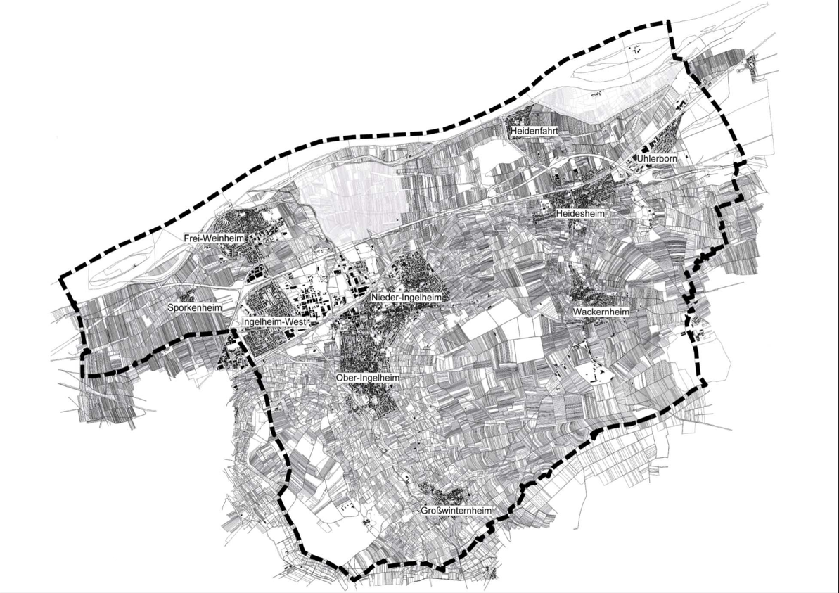 Geltungsbereich FNP - Karte mit dem Stadtgebiet Ingelheims